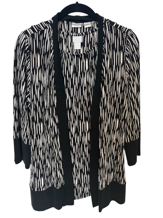 Travelers by Chico's Jackets & Blazers - Chico's Black & White Open-Front Cardigan Jacket